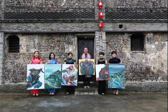 洪晓兰油画浦江杭坪写生原创作品 旗袍秀小活动